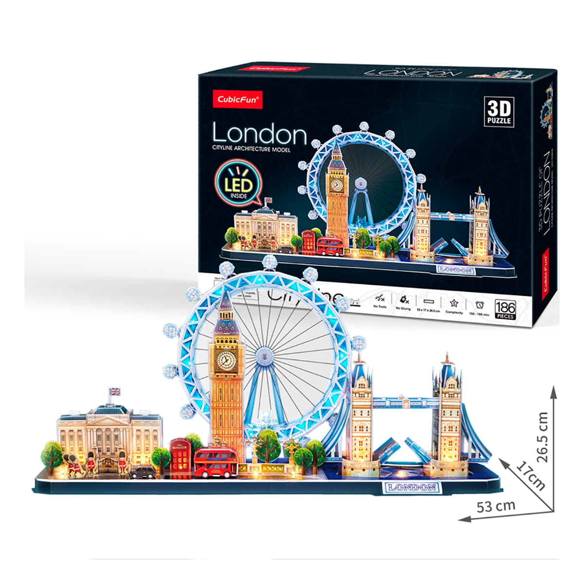 Тривимірний пазл-конструктор CubicFun City Line London з підсвіткою 186 ел, L532H — фото 4