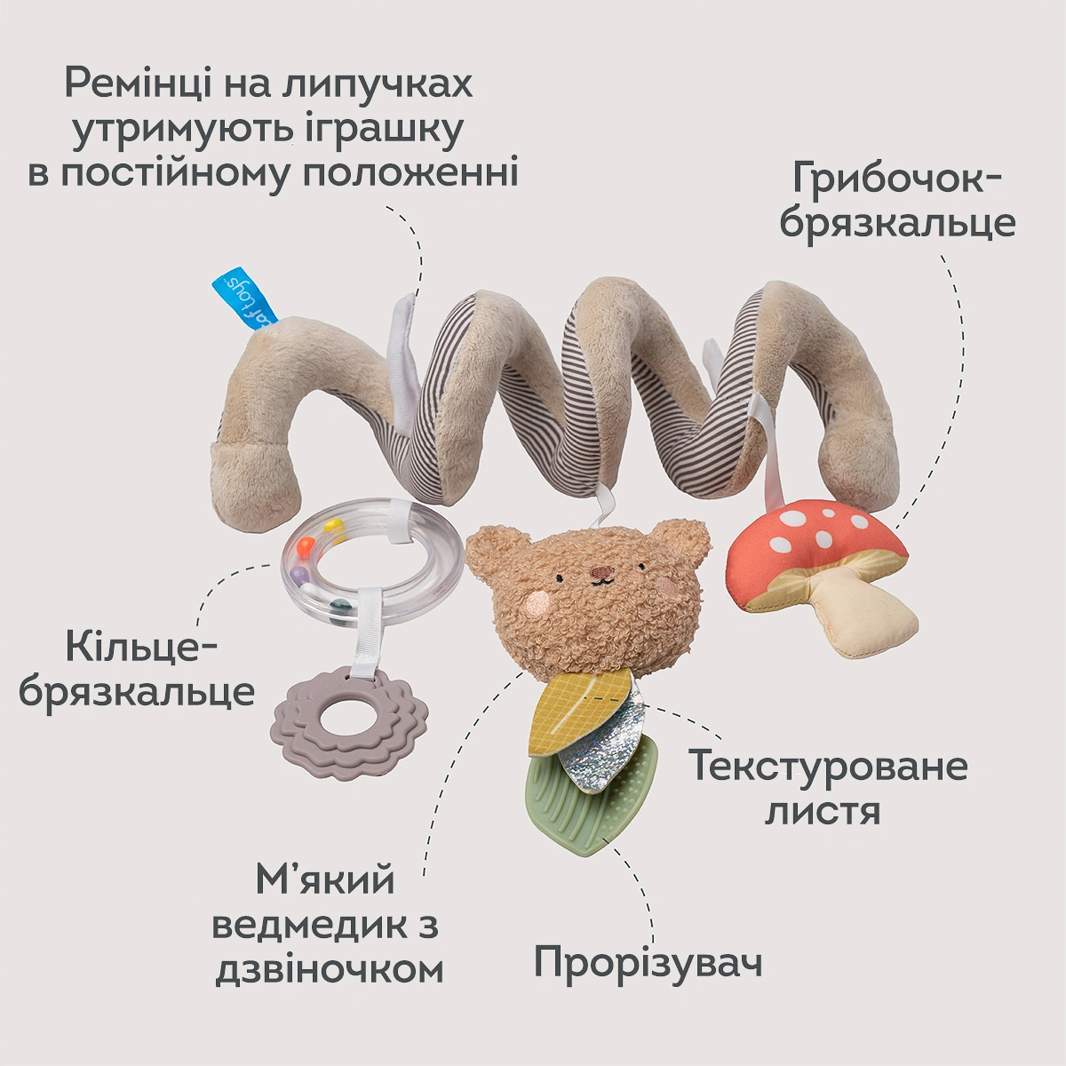 Спіраль для коляски та автокрісла Taf Toys Квітуча фантазія Лісова пригода (13865) — фото 4