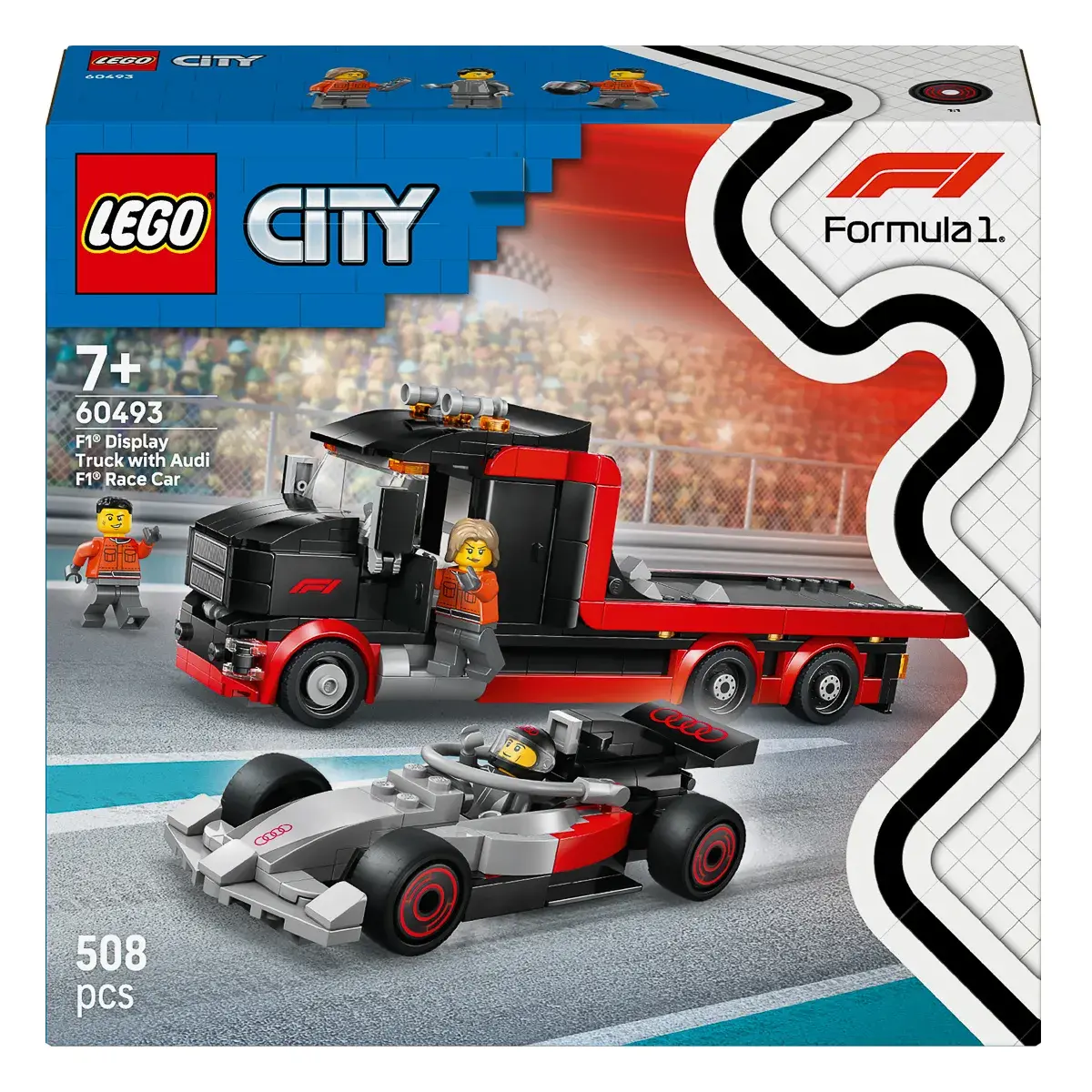 LEGO City Вантажівка для демонстрації F1 із перегоновим автомобілем Audi 60493