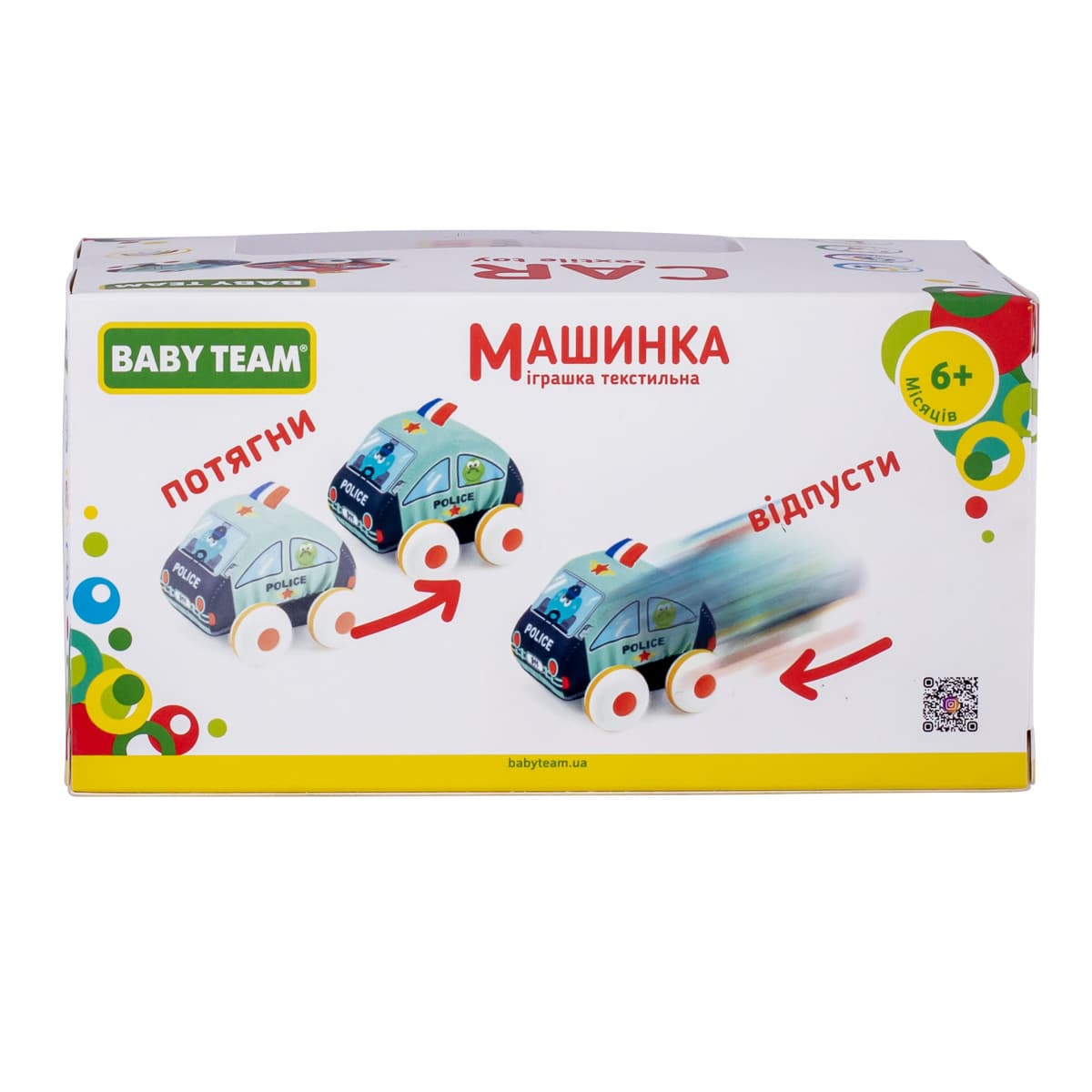 Текстильна інерційна машинка Baby Team Таксі, 8420_2 — фото 6