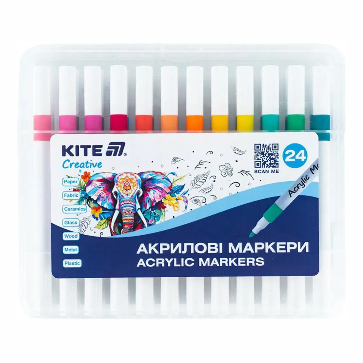 Скетч-маркери акрилові Kite Creative 24 кольори (K-1157)