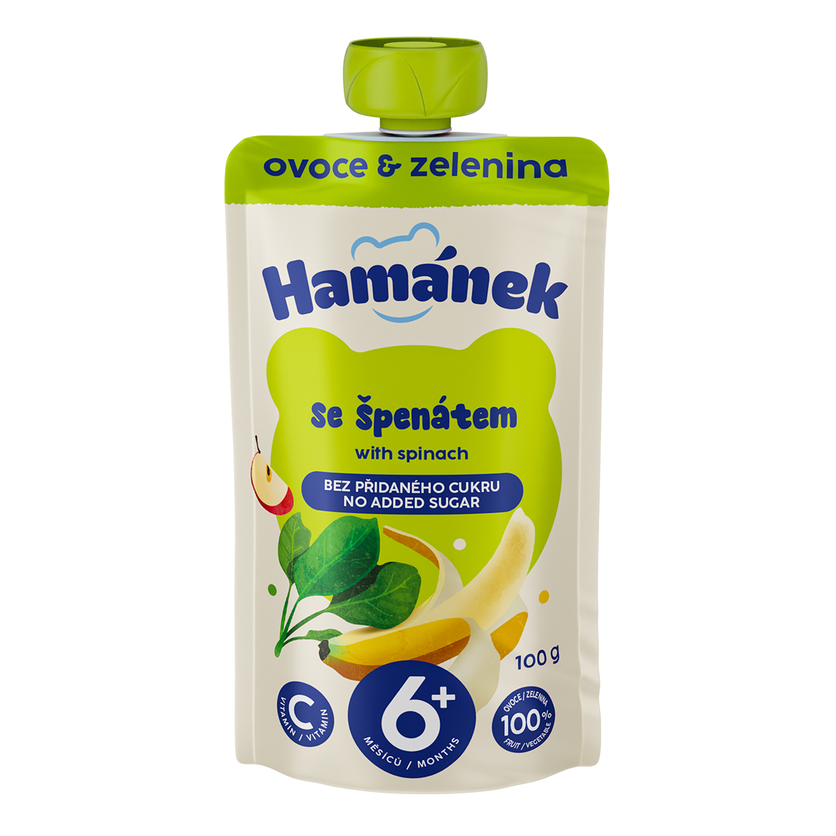 Пюре Hamanek Яблуко Банан Шпинат 100 г