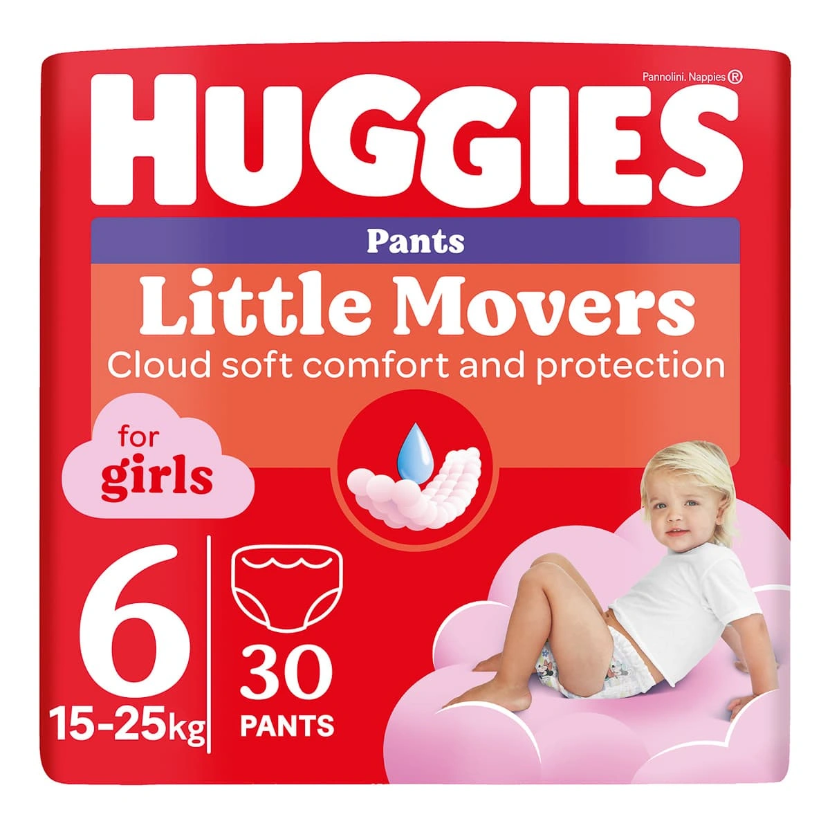 Підгузки-трусики Huggies Pants Little Movers Girls 6 (15-25 кг) 30 шт 2758681
