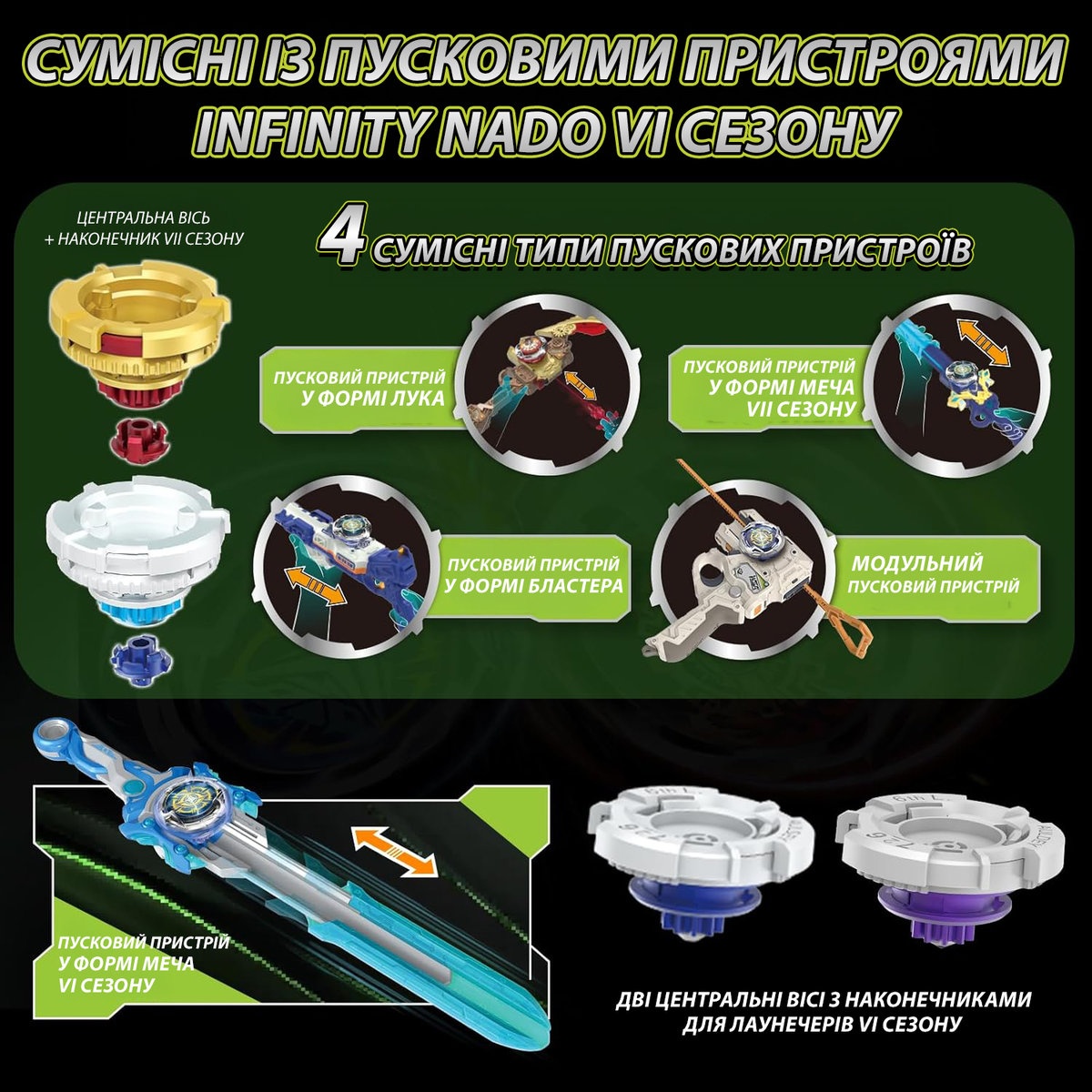 Набір Infinity Nado VII Pro Series Modular Battle Set Громовий Мисливець Тіней та Вогняне Колесо Вибуху (EU664181) — фото 14