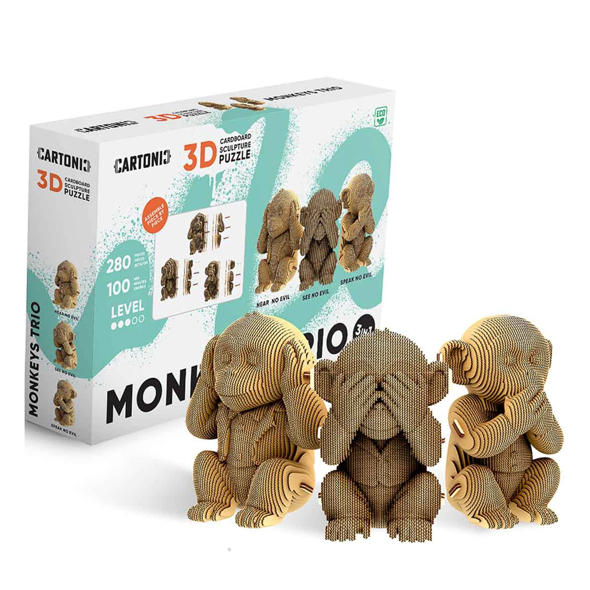 Картонний конструктор Cartonic 3D Puzzle Monkeys Trio