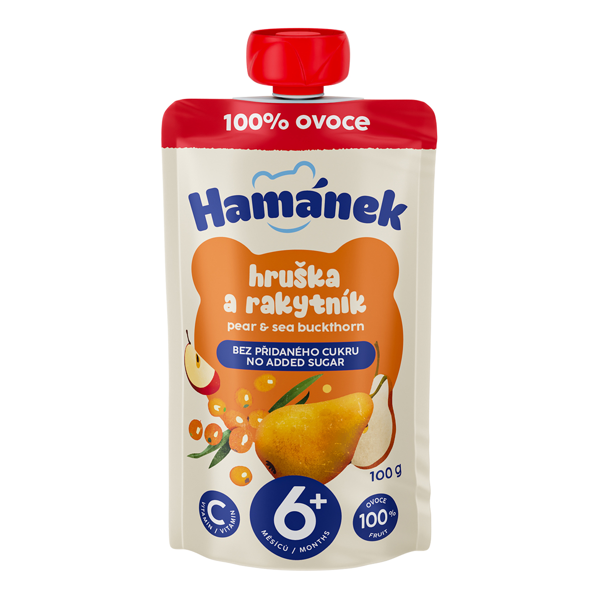 Пюре Hamanek Яблуко Груша Обліпиха 100 г