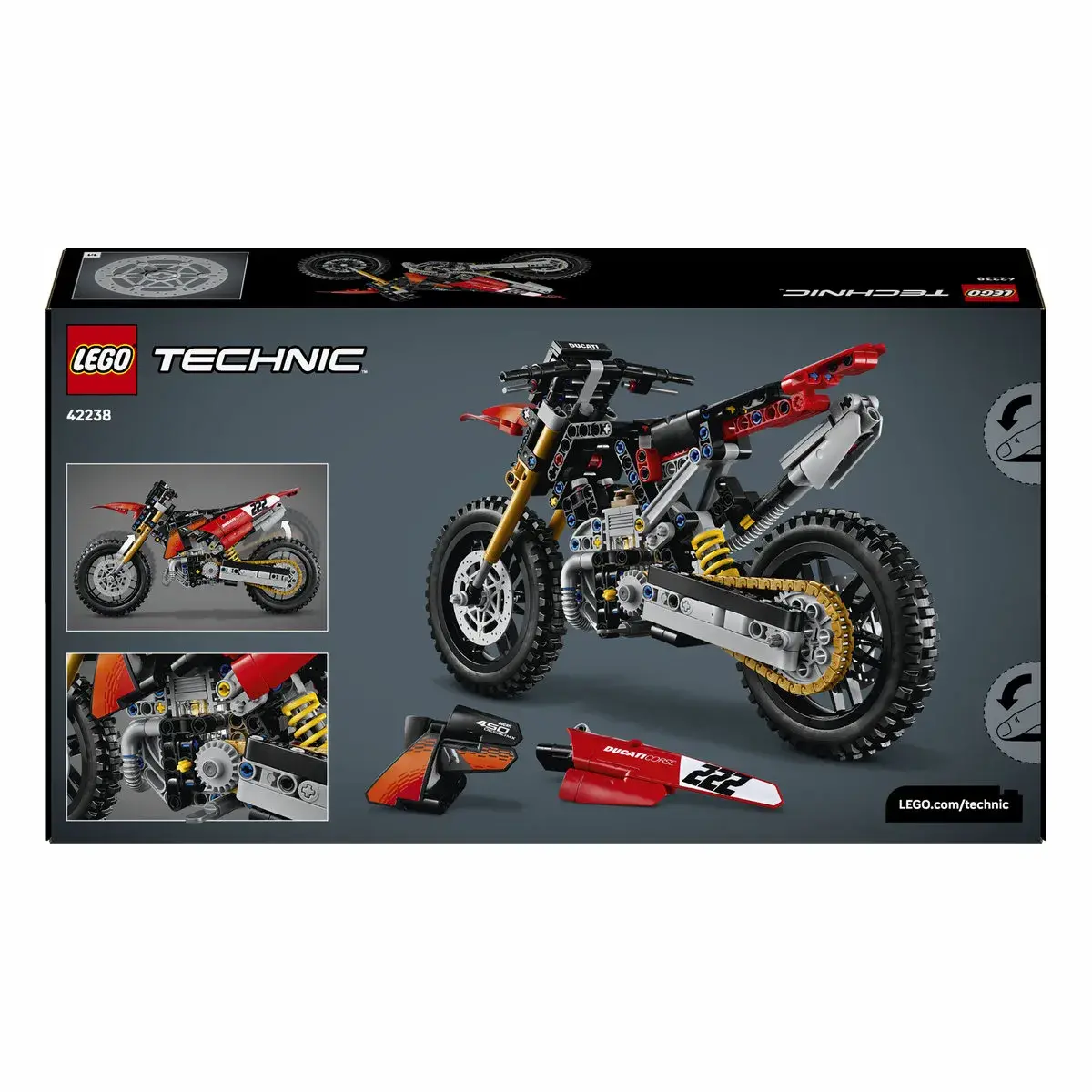 LEGO Technic Мотоцикл Ducati Desmo450 MX Factory 42238 — фото 9