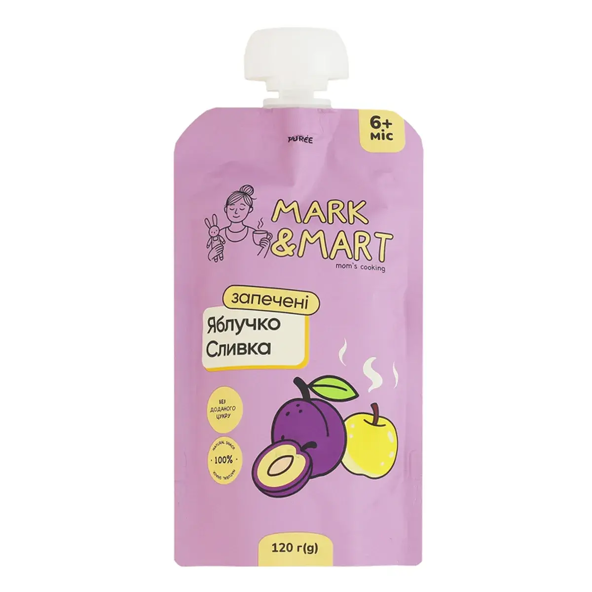 Пюре фруктове Mark&Mart Запечене яблуко Слива 120 г