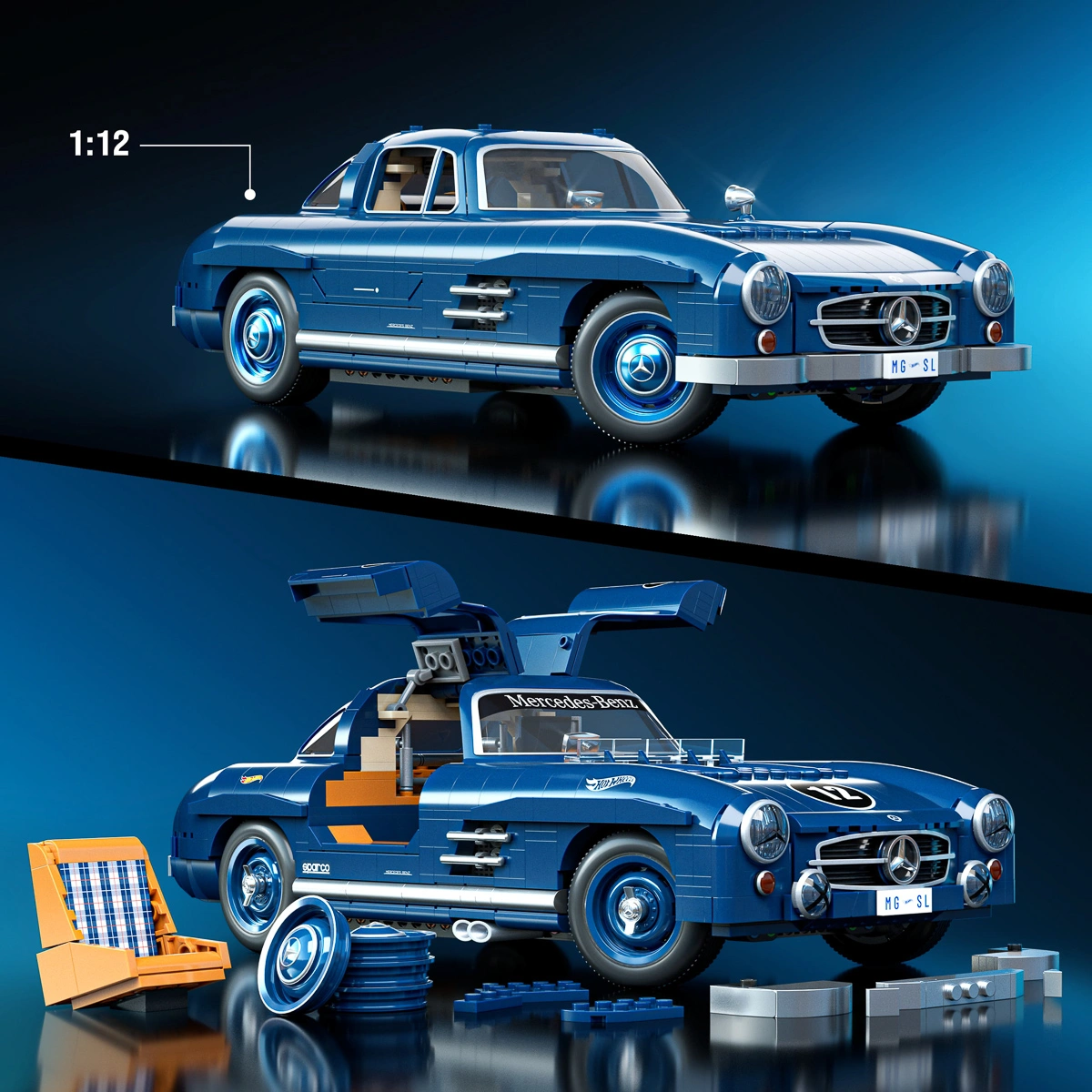 Машинка-конструктор Hot Wheels Brick Shop Mercedez-Benz 300 SL (HWW25) — фото 2