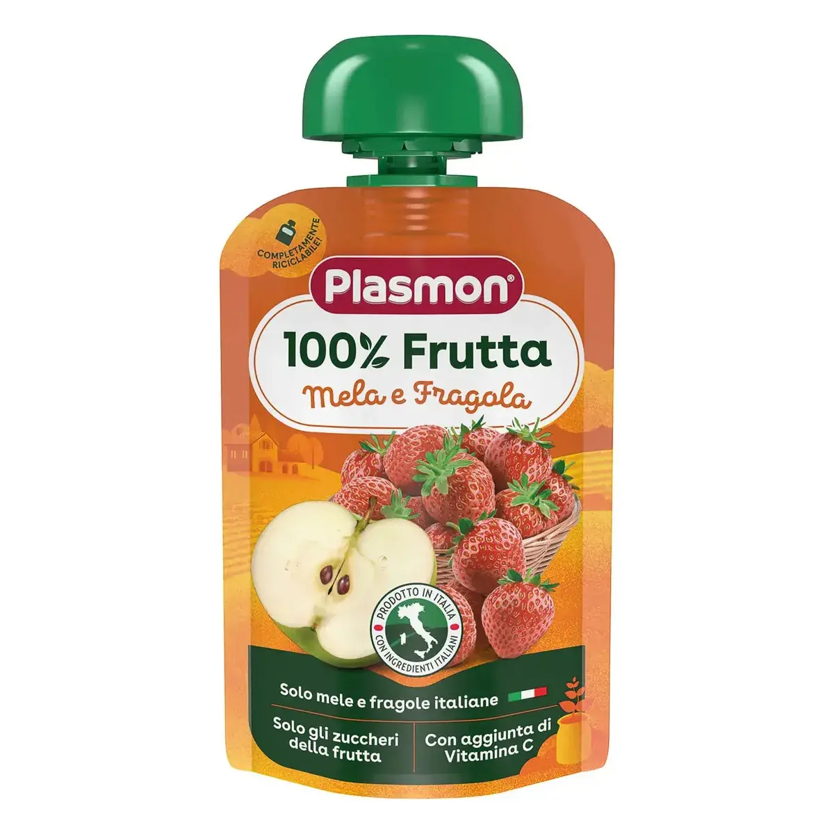 Пюре Plasmon Яблуко Полуниця Вітамін С 100 г