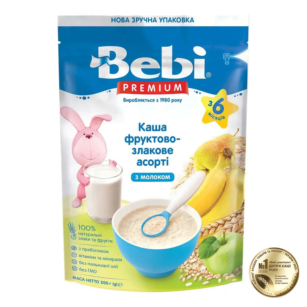 Каша молочна Bebi Premium Фруктово-злакове асорті 200 г