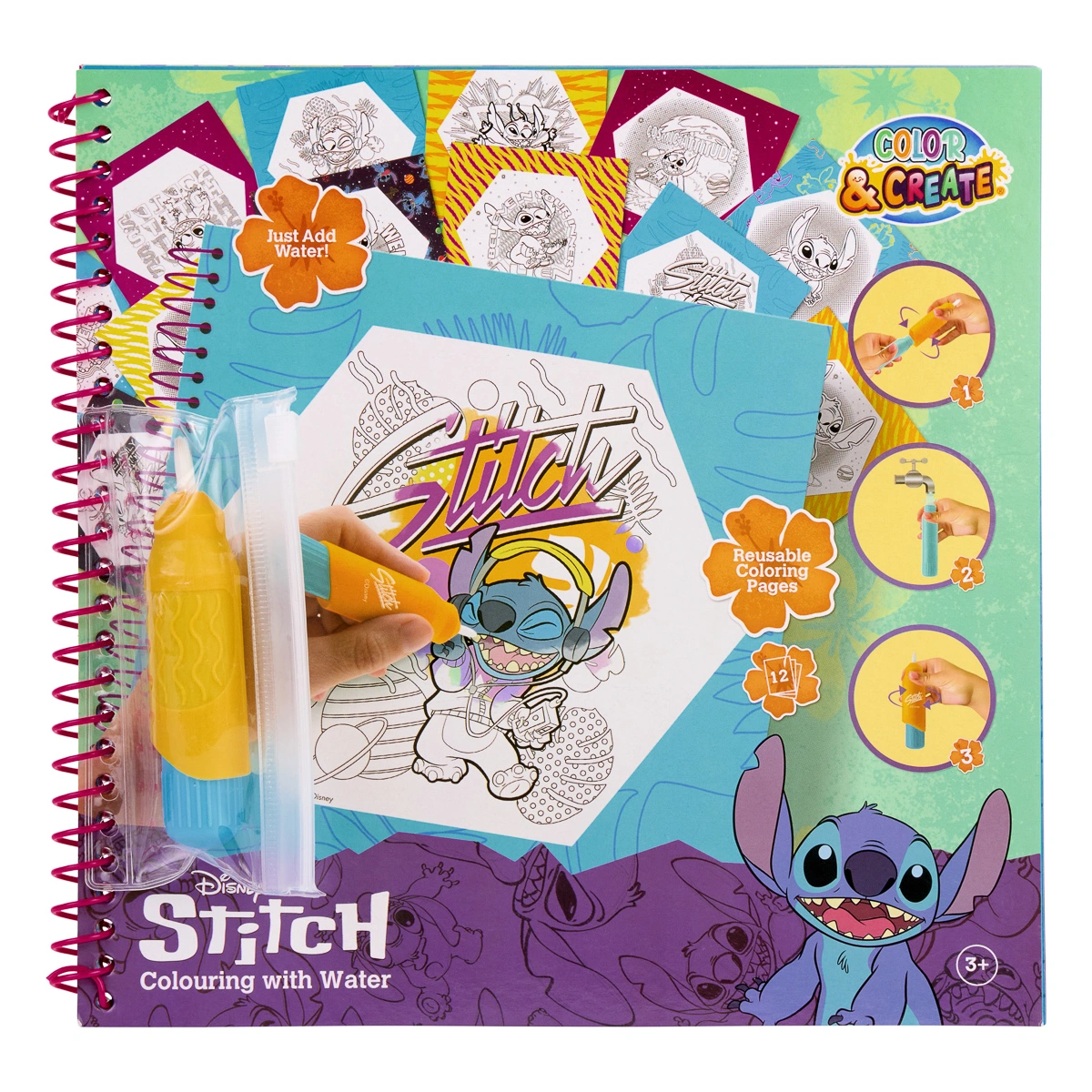 Водна розмальовка Disney Stitch 22.5x22.5 см