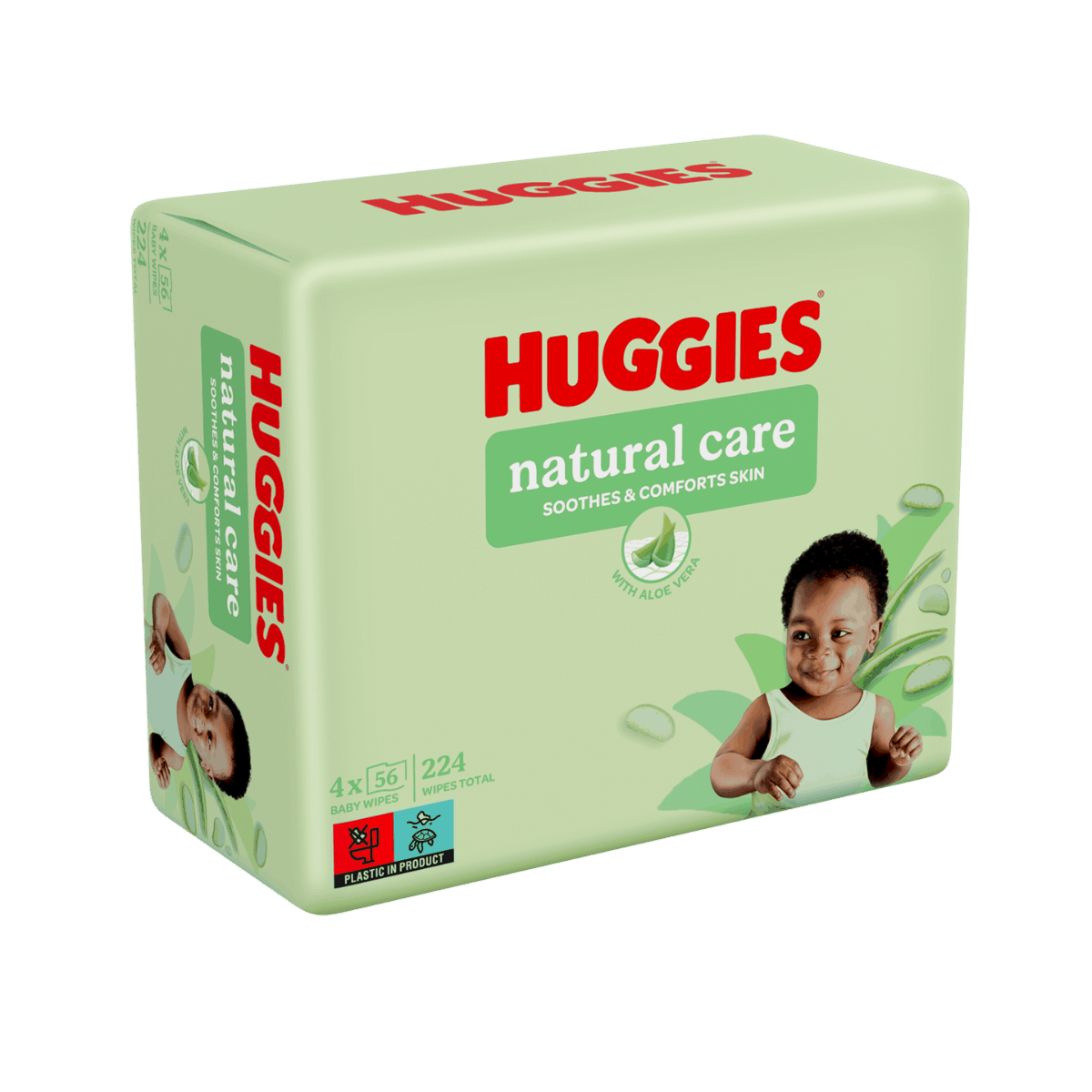 Дитячі вологі серветки Huggies Natural Care Quadro 224 шт 2430435