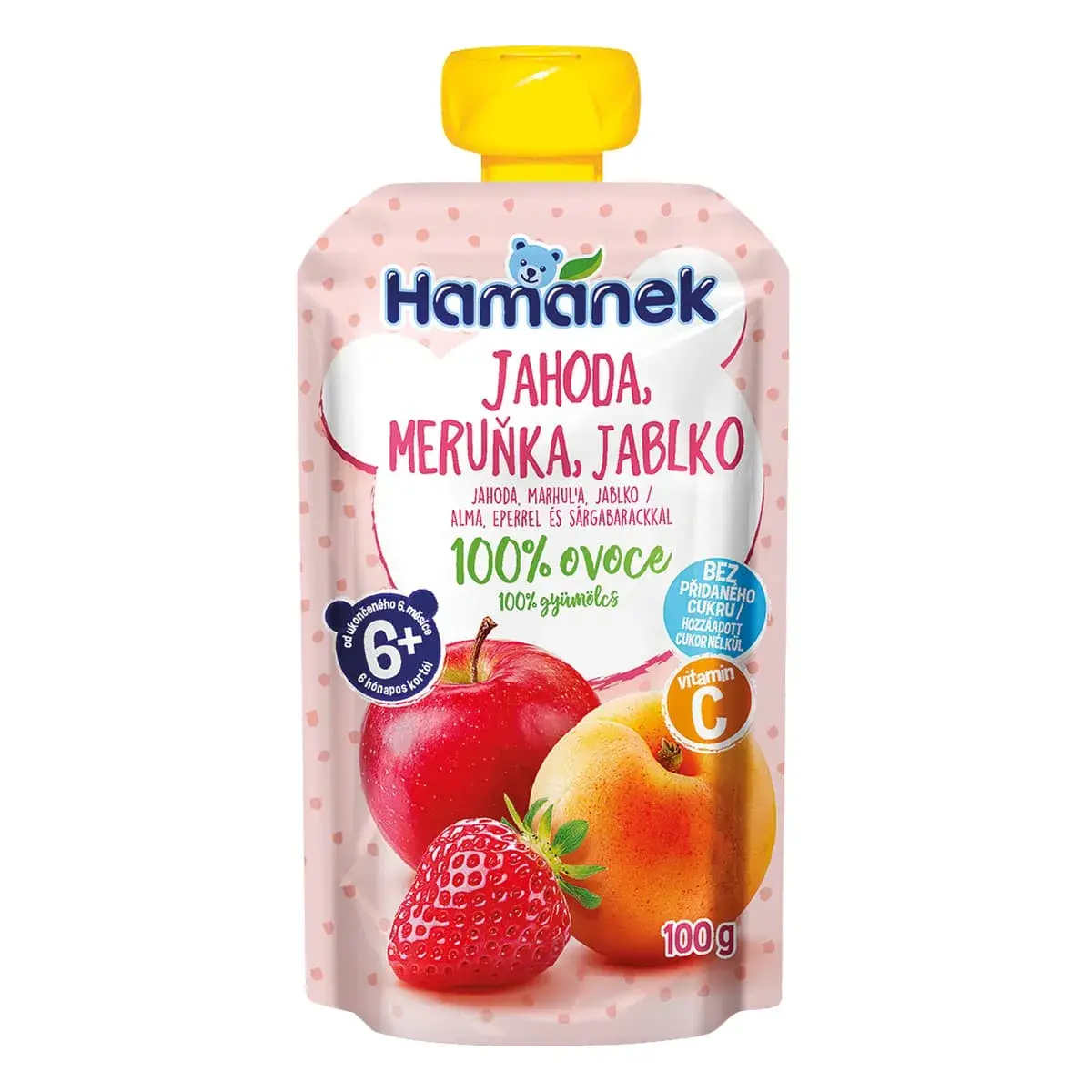 Пюре Hamanek Яблуко Полуниця Абрикос 100 г