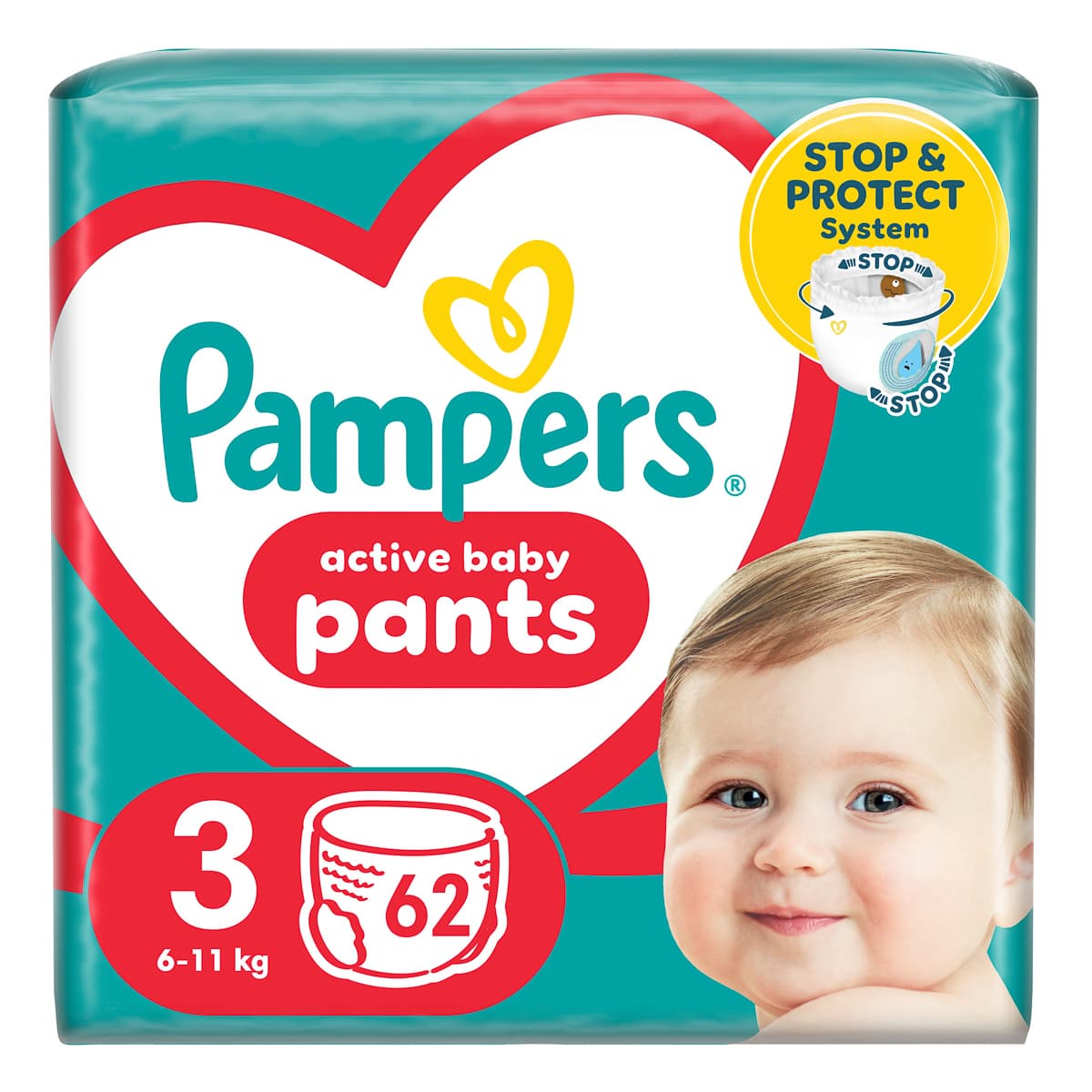 Підгузки-трусики Pampers Active Baby Pants Розмір 3 (6-11 кг) 62 шт 737931
